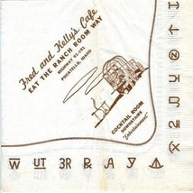  Fred &amp; Kelly&#39;s Cafe Eat the Ranch Room Way Napkin Pocatello Idaho - $13.86