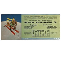 1945 Lawson Wood Skiing Monkey Advertising Blotter Brown &amp; Bigelow WWII Era - $262.73 MXN