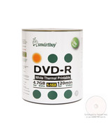 100 Pack Smartbuy 16X DVD-R 4.7GB White Thermal Hub Printable Blank Reco... - £20.55 GBP