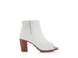 TOMS Majorca Ankle Boots Peep Toe Suede Ankle Bootie Light Gray Sz 9M - $24.14