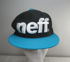neff black aqua blue embroidered hat cap one size fits most snapback fla... - $13.37