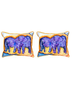 Pair of Betsy Drake Elephants Large Indoor Outdoor Pillows 16x20 - £70.05 GBP