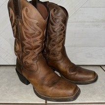 Justin Boot Men&#39;s Kaven Brown Square Toe Boots 2571 Men’s 9D  Cowboy Western LH - $93.49