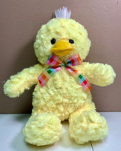 Dan Dee Plush Easter Duck Yellow Super Soft with Bow 13 Inches DanDee Nice Shape - £21.52 GBP
