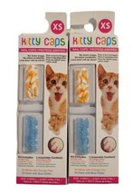 Kitty Caps Sz XS - 40 White w/ Orange Tips + 40 Clear w/ Blue Glitter Ne... - £8.55 GBP