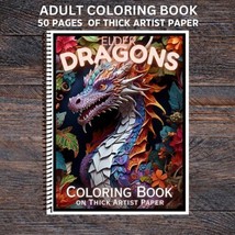 Elder Dragons - Spiral Bound Adult Coloring Book - Thick Artist Paper - £25.57 GBP