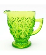 Vintage Green Pattern Glass Footed Creamer with Handle - $24.85