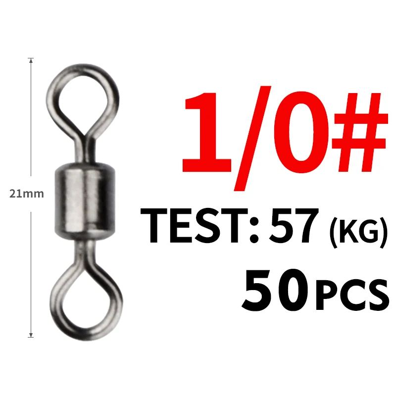 MEREDITH 50PCS/Lot Fishing Swivel Sizes Solid Connector Ball ing Snap Fishing Sw - £136.40 GBP