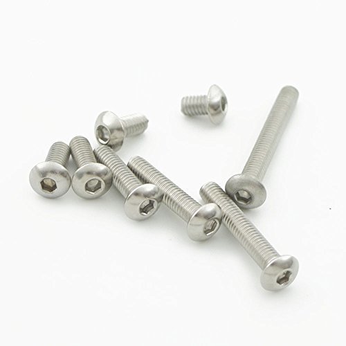 Bluemoona 50 Pcs - Metric Thread M4 Stainless Steel Button Head Hex Socket Cap S