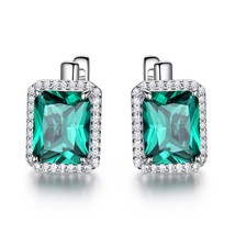 Luxury Nano Sky Blue Topaz Gemstone Clip On Earrings Jewelry Solid 925 Sterling  - £29.72 GBP