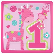 One Wild Girl 1st Birthday Dessert Paper Plates Party Tableware Supplies 8 Count - £3.89 GBP