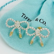 Vintage Tiffany Twist Rope Bow Earrings in Silver and 18K Gold - £345.33 GBP