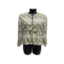 Vintage 100% Silk Adrianna Papell Green Blazer Jacket Holiday Party Size 16 - £26.07 GBP