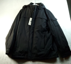 Haggar Coat Mens Large Black Hooded Long Sleeve Pockets Active Series NWT - $34.86