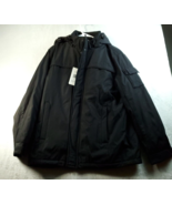 Haggar Coat Mens Large Black Hooded Long Sleeve Pockets Active Series NWT - £27.41 GBP