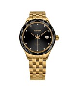 TIRO, Brilliant-Cut, Gold Plated Swiss Quartz Watch, 18MM Band - Black Dial - $684.27 CAD
