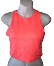 Athleta Neon Highlighter Orange Cropped Sports Top with Built in Bra, Si... - £13.13 GBP