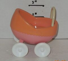 Vintage Little Tikes Dollhouse Mini Baby Doll Carriage Stroller Pink Rep... - $29.65