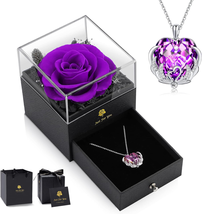Mother&#39;s Day Gifts for Mom Her Wife, Preserved Real Purple Rose Eternal Flowers  - £16.57 GBP