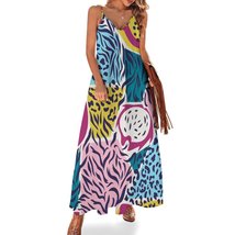 Mondxflaur Tropical Fruits Summer Dresses for Women V-neck Spaghetti Strap Dress - £26.45 GBP