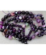 10mm Purple Sardonyx Round Beads, 1 15in Strand dark purple gemstone mic... - £13.47 GBP