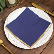 Navy Blue 50 Pastel 2 Ply Dinner Cocktail Paper Napkins Gold Rim Party Gift - £8.28 GBP