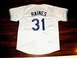 TIM RAINES 1996 WSC NEW YORK YANKEES HOF SIGNED AUTO AWAY JERSEY LEAF AU... - £155.69 GBP