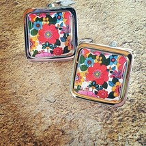 Unique Funky Flora Retro Cufflinks Flowers Print Flowery 60s 70s Vintage Suit - £11.36 GBP