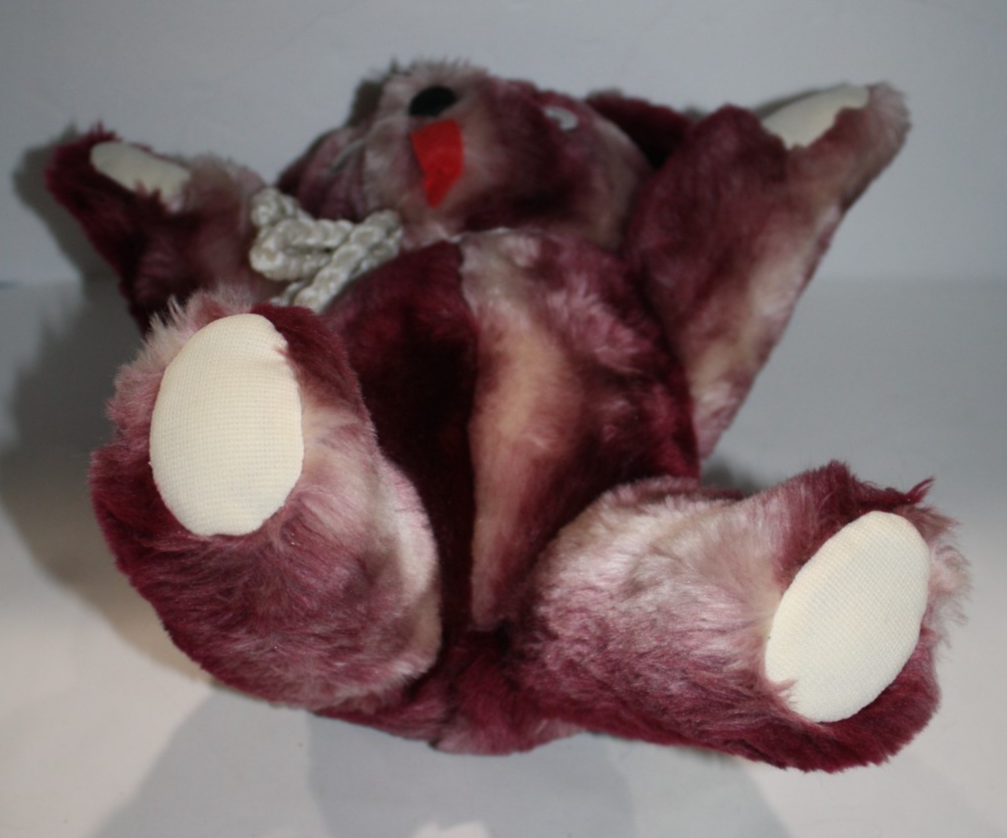 Teddy Bear 17" Maroon Burgundy Tipped Plush Google Eyes Bow Soft Toy Stuffed Item image 6