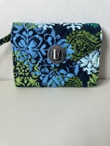 New Vera Bradley Wristlet Wallet Twist Lock Blue Floral - £14.50 GBP