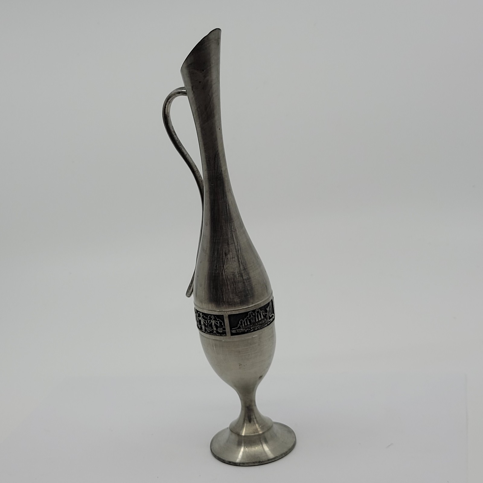 Etain Pewter Bud Vase. Vintage. Made in Thailand.  9.5&quot; tall. Pre-owned  - $12.00