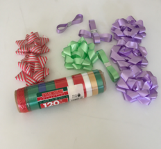 Vintage unused various colors gift wrap ribbons and stick on bow lot - $19.75