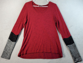 BKE T Shirt Top Womens Size XL Red Knit Rayon Long Casual Sleeve Round Neck - £11.82 GBP