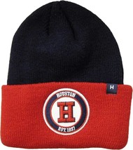 Houston City Name Adult Size 2-Tone Winter Knit Beanie Hat (Navy/Red) - £15.43 GBP