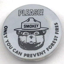 Smokey Bear Vintage Pin Button Pinback Only You Can Prevent Forest Fires - £10.00 GBP