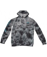 Maui &amp; Sons Grey Tie Dye Large Shark Logos Script Sleeve Hoodie Men&#39;s NWT - $48.99