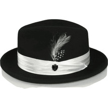 Men Bruno Capelo Hat Australian Wool Crushable Fedora Giovani Black White UN122 image 6