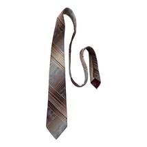 Vintage Prince Igor Men’s Tie – Brown Blue Striped Geometric Pattern - $375.62 MXN