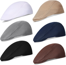 6 Pieces Men&#39;s Mesh Flat Cap Breathable Newsboy Hat Cabbie Flat Cap - £39.59 GBP