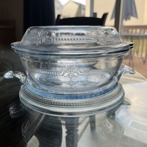 Fire King Glass Sapphire Blue Philbe 2 1/2 Qt Casserole Bowl &amp; Pie Plate Lid Set - £37.94 GBP