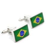 BRAZIL FLAG CUFFLINKS PAIR High Quality NEW w GIFT BAG World Brazilian J... - €10,34 EUR