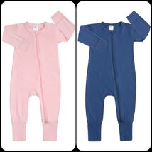 BABY ROMPER-SLEEPER Long Sleeve Mitted Footed Footless Double Zip Cotton 3-24Mo - €8,65 EUR - €15,57 EUR