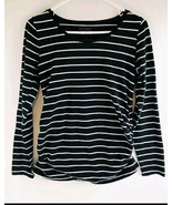 Bump Start Women’s Maternity Shirt Striped XL Black With  White Long Sle... - $12.22