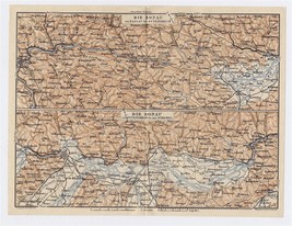 1910 Original Antique Map Of Danube River Donau Linz Passau / Austria Germany - £13.65 GBP