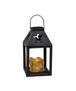 Small Star Cutout Flameless Candle Lantern in Black Metal - $38.29 CAD