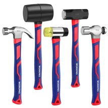 WORKPRO 5-Piece Hammer Set, Forged &amp; Polished Steel Head, Fiberglass Han... - £69.19 GBP