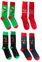 NOVELTY CASUAL HOLIDAY CHRISTMAS THANKSGIVING FUNNY PRINT MENS CREW SOCK... - $6.60+