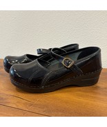 Sanita Womens Black Patent Leather Mary Jane Clogs Size 37/6.5 Closed Back - $34.32