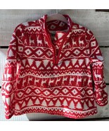 Vtg Oshkosh B&#39;Gosh baby Girls 18 mo red wht deer trees fleece top shirt ... - $17.38 CAD
