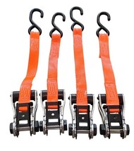 SmartStraps Ratchet Tie Down Straps Set of 4 w/ Hooks & Storage Bag Orange image 4